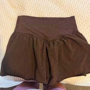 Aerie Women's Brown crossover Athletic Shorts